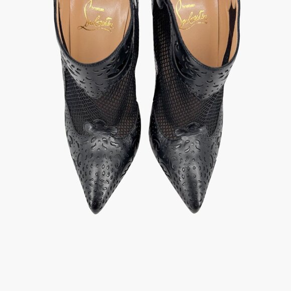 Christian Louboutin Mandolina Black Laser Cut Booties Size 37.5 US 7.5 Women's - Picture 5 of 14